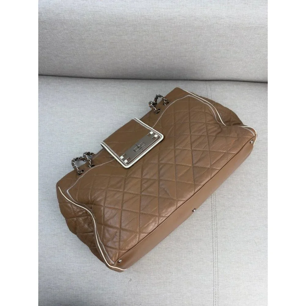 CHANEL Camel Aged Calfskin Reissue Shopping Tote Large SHW